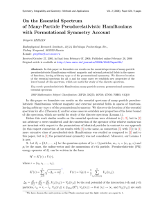 On the Essential Spectrum of Many-Particle Pseudorelativistic Hamiltonians with Permutational Symmetry Account