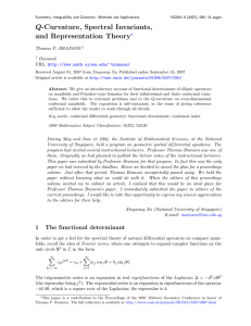 Q-Curvature, Spectral Invariants, ry ? Thomas P. BRANSON