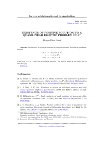 EXISTENCE OF POSITIVE SOLUTION TO A QUASILINEAR ELLIPTIC PROBLEM IN R