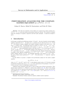 PERTURBATION ANALYSIS FOR THE COMPLEX MATRIX EQUATION Q ± A X