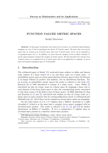 FUNCTION VALUED METRIC SPACES Surveys in Mathematics and its Applications Madjid Mirzavaziri