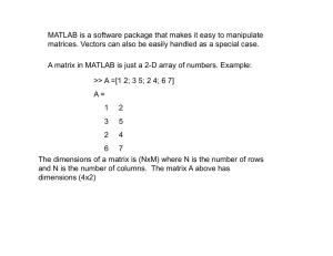 MATLAB is a software package that makes it easy to... matrices. Vectors can also be easily handled as a special...