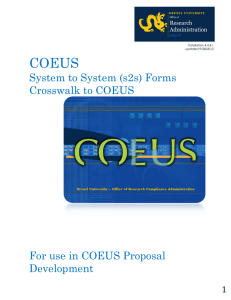 COEUS System to System (s2s) Forms Crosswalk to COEUS