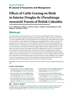 Effects of Cattle Grazing on Birds Pseudotsuga menziesii Research Report
