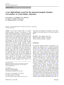 A new high-latitude record for the macaroni penguin (Eudyptes