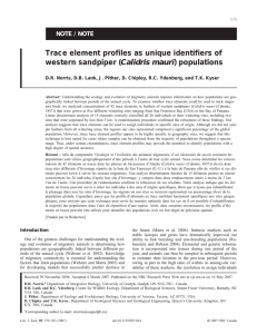 Trace element profiles as unique identifiers of Calidris mauri NOTE / NOTE
