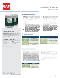 UniTile LV Sealer Product Data Sheet BASIC USES &amp; ADVANTAGES