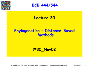 BCB 444/544 Phylogenetics – Distance-Based Methods Lecture 30
