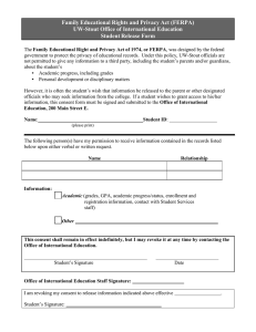 Family Educational Rights and Privacy Act (FERPA) Student Release Form
