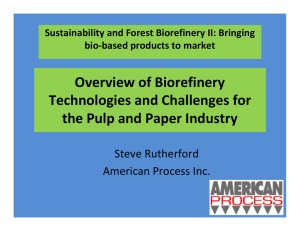 Overview of Biorefinery Technologies and Challenges for  the Pulp and Paper Industry Steve Rutherford