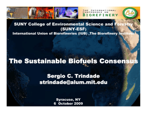 The Sustainable Biofuels Consensus Sergio C. Trindade