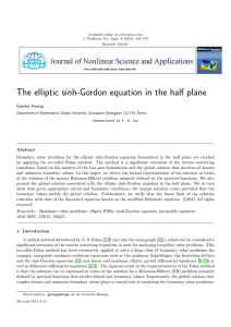 The elliptic sinh-Gordon equation in the half plane Guenbo Hwang