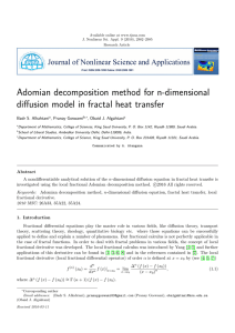 Adomian decomposition method for n-dimensional diffusion model in fractal heat transfer