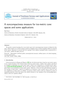 A noncompactness measure for tvs-metric cone spaces and some applications Ra´ ul Fierro