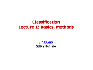 Classification Lecture 1: Basics, Methods  Jing Gao