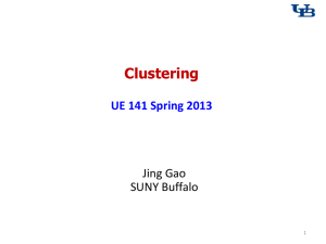 Clustering  UE 141 Spring 2013 Jing Gao