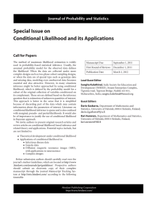 Special Issue on Conditional Likelihood and its Applications Call for Papers