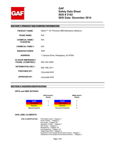 GAF Safety Data Sheet SDS # 2182 SDS Date: December 2014
