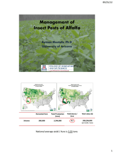 Management of Insect Pests of Alfalfa Ayman Mostafa, Ph.D. University of Arizona