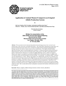 Application of Animal Manure/Compost in an Irrigated Alfalfa Production System A