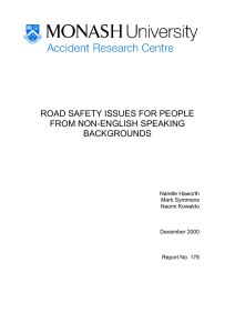ROAD SAFETY ISSUES FOR PEOPLE FROM NON-ENGLISH SPEAKING BACKGROUNDS