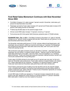 N EWS  Ford Retail Sales Momentum Continues with Best November