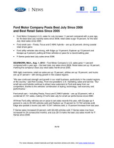 N EWS  Ford Motor Company Posts Best July Since 2006
