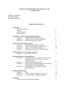FEMALE CIRCUMCISION AND KENYAN LAW: A CASE STUDY TABLE OF CONTENTS