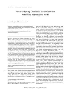 Parent-Offspring Conflict in the Evolution of Vertebrate Reproductive Mode Bernard Crespi