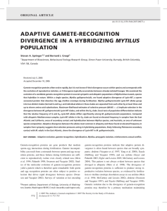 ADAPTIVE GAMETE-RECOGNITION MYTILUS POPULATION ORIGINAL ARTICLE