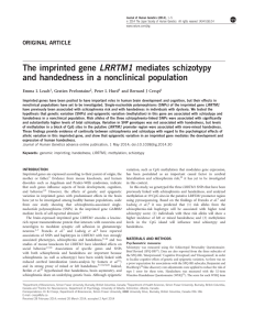 The imprinted gene LRRTM1 mediates schizotypy ORIGINAL ARTICLE Emma L Leach