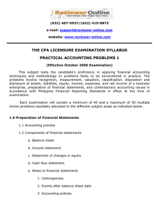 THE CPA LICENSURE EXAMINATION SYLLABUS PRACTICAL ACCOUNTING PROBLEMS 1