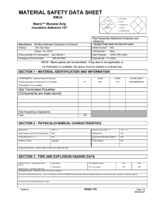 MATERIAL SAFETY DATA SHEET BMCA  Roof Assembly Adhesive (moisture cure
