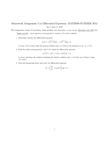 Homework Assignment 5 in Differential Equations, MATH308-SUMMER 2012