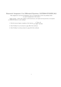Homework Assignment 13 in Differential Equations, MATH308-SUMMER 2012