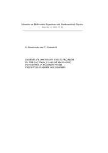 Memoirs on Differential Equations and Mathematical Physics ZAREMBA’S BOUNDARY VALUE PROBLEM