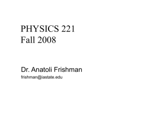 PHYSICS 221 Fall 2008 Dr. Anatoli Frishman
