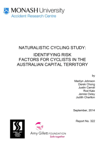 NATURALISTIC CYCLING STUDY: IDENTIFYING RISK FACTORS FOR CYCLISTS IN THE AUSTRALIAN CAPITAL TERRITORY