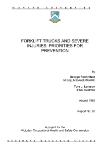FORKLIFT TRUCKS AND SEVERE INJURIES: PRIORITIES FOR PREVENTION
