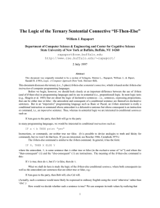 The Logic of the Ternary Sentential Connective “If-Then-Else”