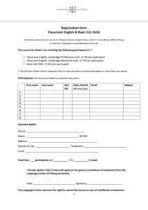 Registration form Classroom English &amp; Basic CLIL Skills