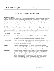 LTI  ACTFL Oral Proficiency Interview (OPI) The ACTFL Testing Office
