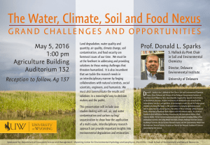 The Water, Climate, Soil and Food Nexus  GRAND CHALLENGES AND OPPORTUNITIES