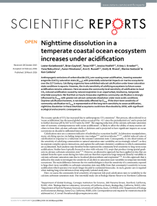 Nighttime dissolution in a temperate coastal ocean ecosystem increases under acidification