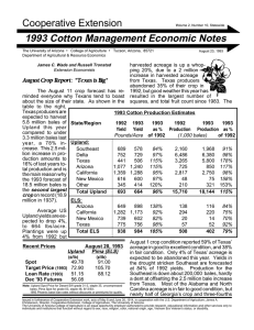 Cooperative Extension 1993 Cotton Management Economic Notes •