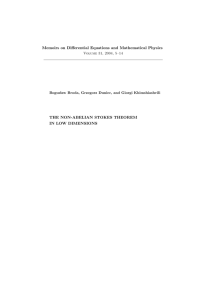Memoirs on Differential Equations and Mathematical Physics THE NON-ABELIAN STOKES THEOREM