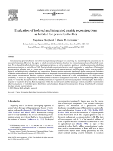 Evaluation of isolated and integrated prairie reconstructions Xies Stephanie Shepherd