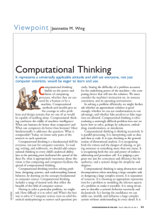 Computational Thinking Viewpoint Jeannette M. Wing