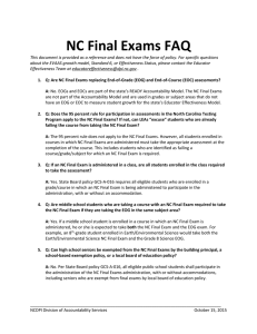 NC Final Exams FAQ