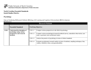 North Carolina Essential Standards Social Studies Elective  Psychology